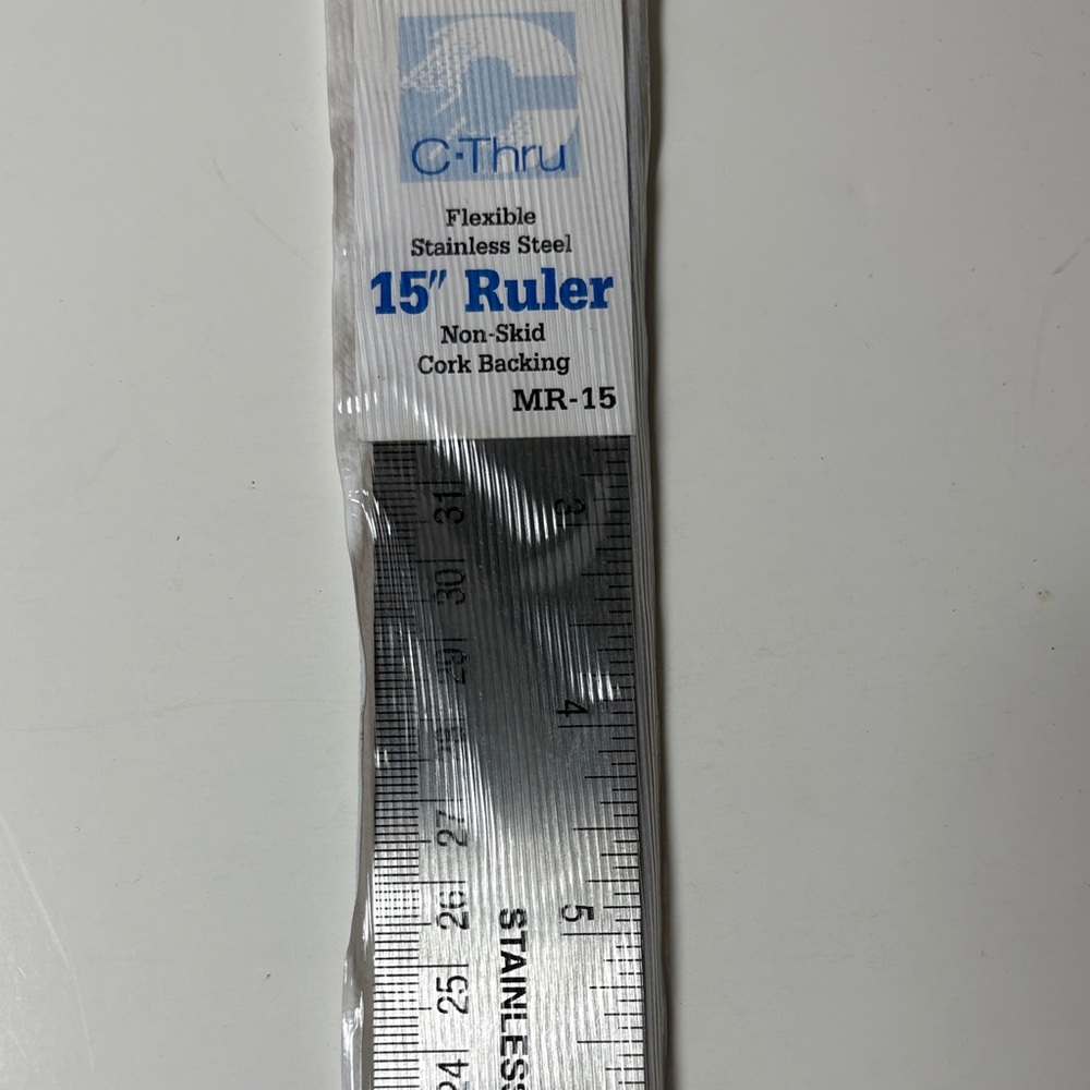 15" Stainless Steel Ruler Flexible Stainless Steel Cork Backing